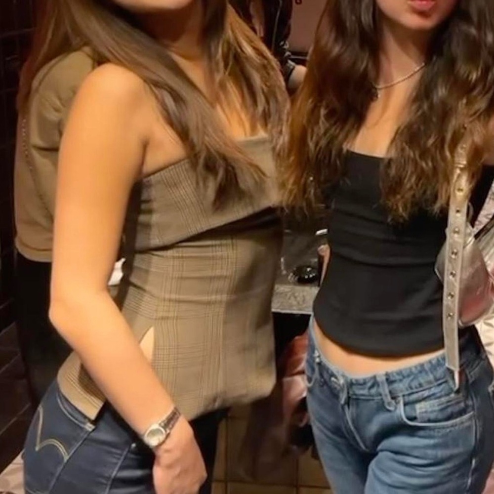 Babaton Brown Zip-Back Tube Top